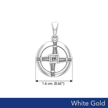 Saint Brigids Cross Solid White Gold Pendant WPD5882 - Jewelry